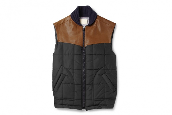 Band of Outsiders Leather-Trimmed Quilted Vest