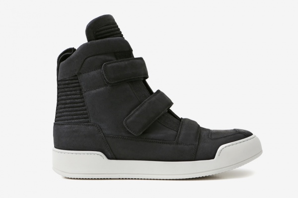 Balmain Black Leather Velcro-Tab High-Top Sneaker