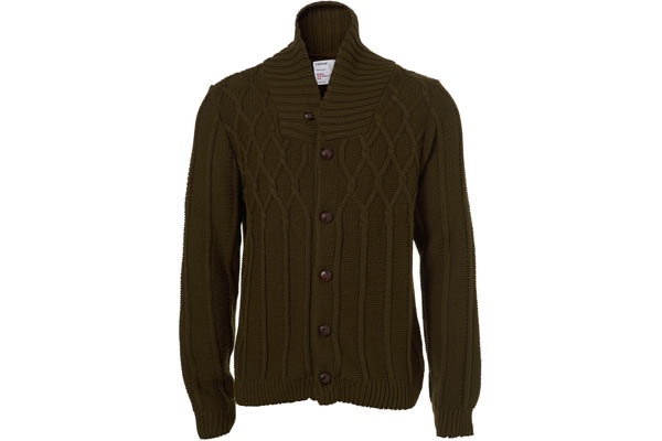 Khaki Shawl Collar Cardigan from Topman