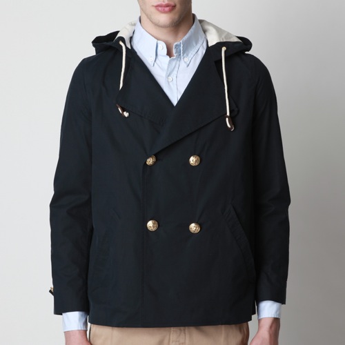 Band of Outsiders Hooded Double-Breasted Peacoat