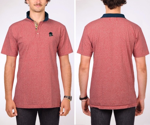 Left Field NYC Red Mock Skull Polo
