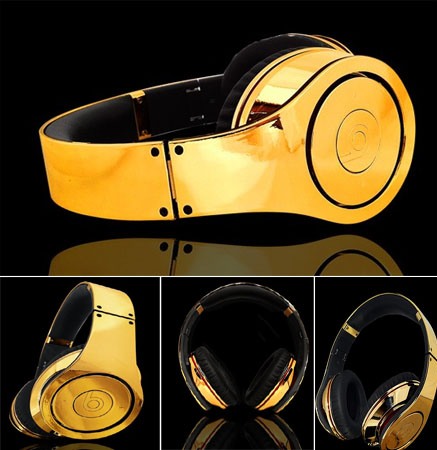 Dr. Dre 'Beats' X Crystal Rocked 24k Gold Plated Headphones
