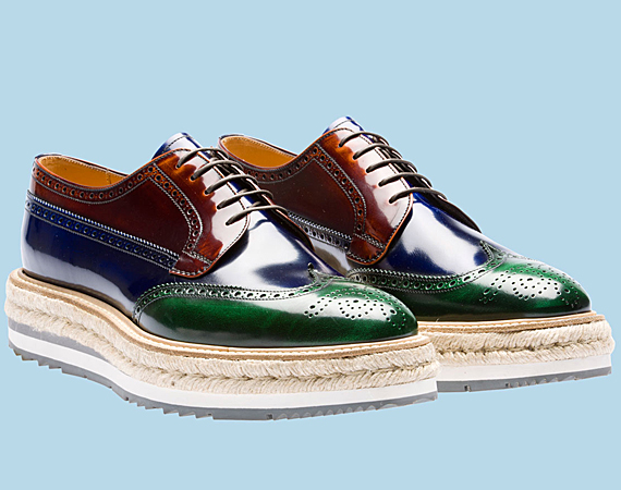 Prada Tricolor Brushed Leather Lace-up