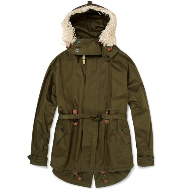 Burberry Prorsum Raffia-Trimmed Parka