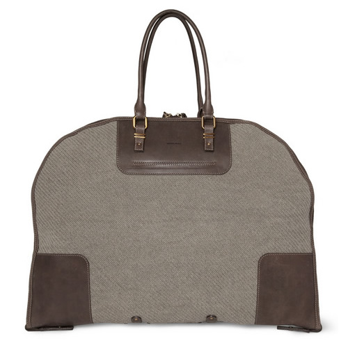 Boglioli Leather-Trimmed Cotton Suit Carrier