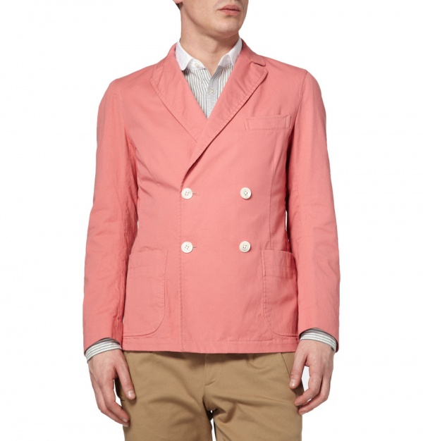BEAMS Plus Double-Breasted Cotton-Twill Blazer