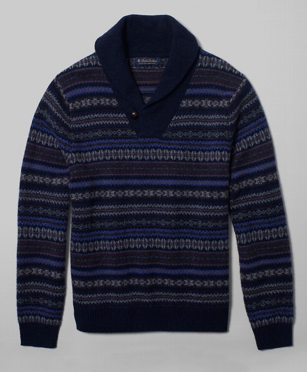 Brooks Brothers Fair Isle Shawl Collar Sweater