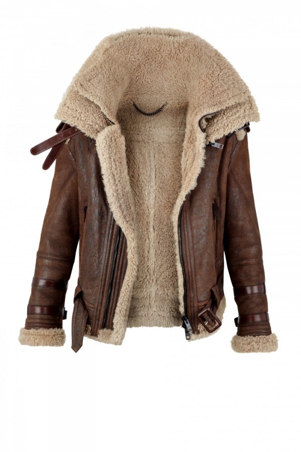 Burberry Prorsum Shearling Funnel Neck Aviator Jacket