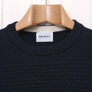 Norse Projects Bubble Knit Crewneck Navy Sweater