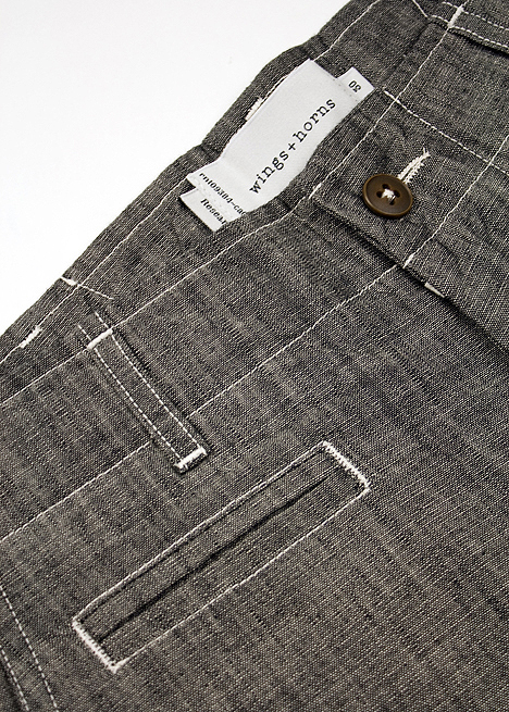 Wings + Horns Black Chambray Shorts