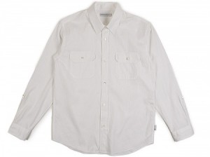 Head Porter Plus – White Stripe Roll-Up Shirt