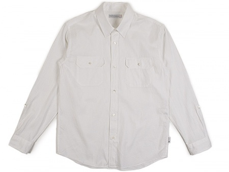 Head Porter Plus – White Stripe Roll-Up Shirt