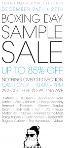 Format Boxing Days Sample Sale (Dec.26/27) – 85% Off Brands