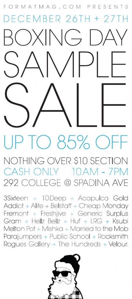 Format Boxing Days Sample Sale (Dec.26/27) – 85% Off Brands