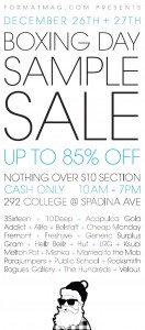 Format Boxing Days Sample Sale Tomorrow! – 85% Off Brands