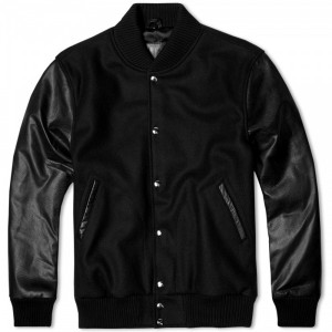 MKI Black Leather Varsity Jacket
