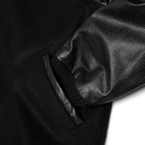 MKI Black Leather Varsity Jacket 1